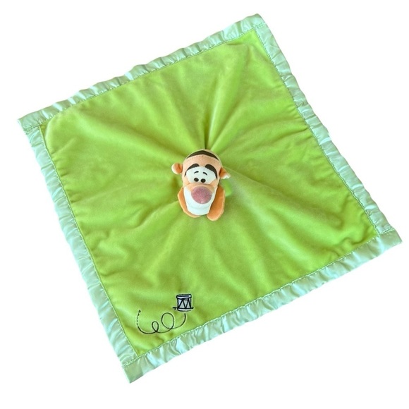 Disney Winnie The Pooh Tigger Green Minky Lovey Satin Trim Plush Soother GUC - Picture 7 of 11